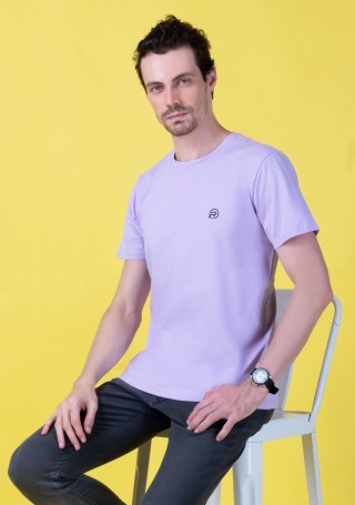 Men's Regular Fit Round Neck Light Lilac T-Shirt