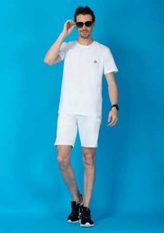 White sporty look cotton shorts