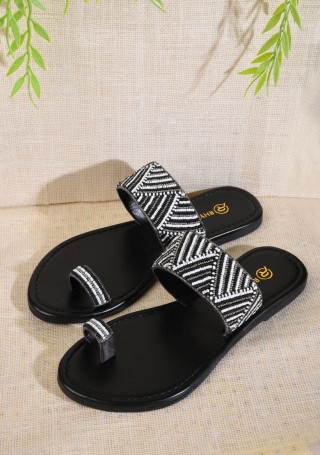 Black Embellished Ladies Sandals