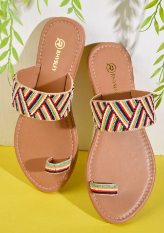 Beige Embellished Ladies Sandals