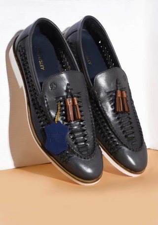 Navy Slip-on Men's Casual Leather Shoes