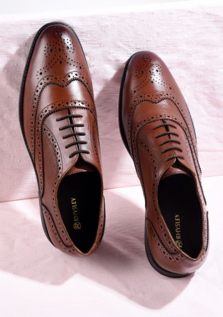 Tan Lace-up Men's Formal Leather Shoes