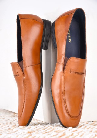 Tan Slip-On Men's Formal Leather Shoes