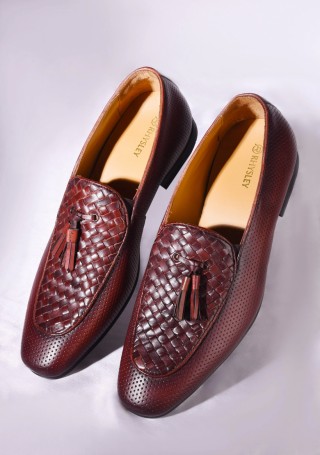 Brown Slip-on Men's Tassel Formal Leather Shoes