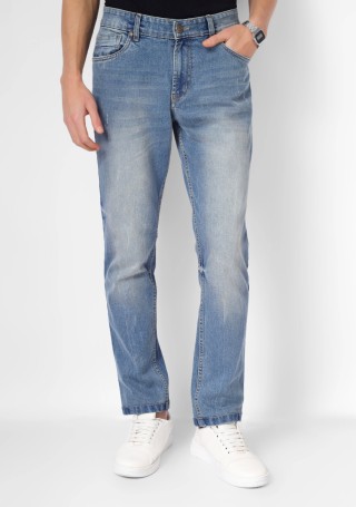 Blue Regular Fit Men's Cotton Jeans