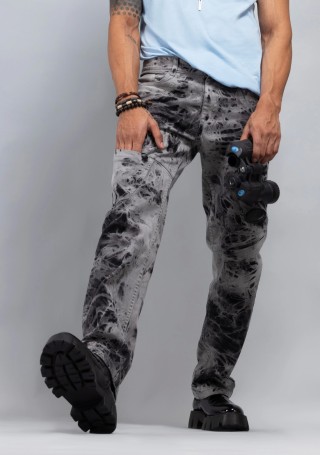 Multi-colour Straight Fit Tie and Dye Men's Jeans