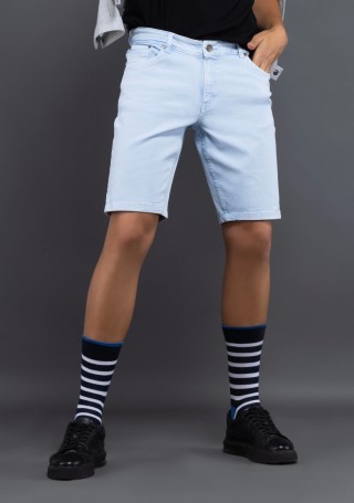 Powder Blue Regular Fit Rhysley Men's Denim Shorts