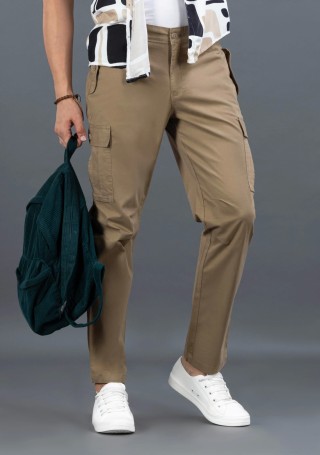 Khaki Green Regular Fit Rhysley Men’s Cargo Casual Trousers