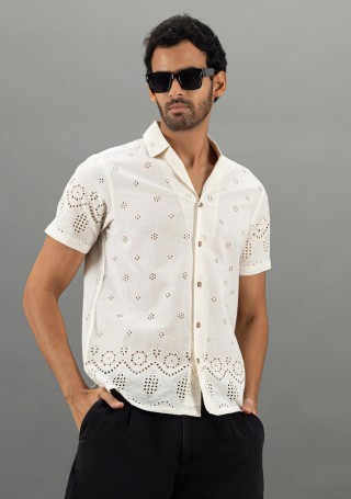 Off-white Regular Fit Men's Rhysley Cotton  Shirt