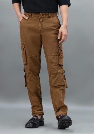 Rust Straight Relaxed Fit Rhysley Men's Cargo Trousers