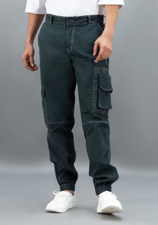 Olive Straight Relaxed Fit Rhysley Men's Cargo Trousers