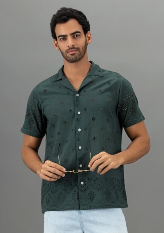 Hunter green Regular Fit Men's Rhysley Cotton  Shirt