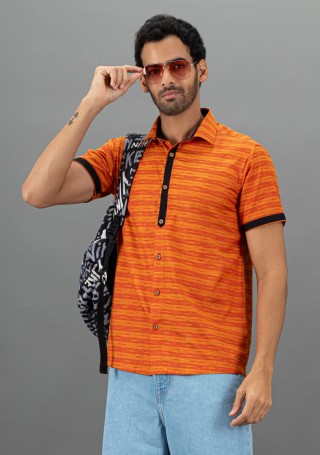 Orange Multi-Pattern Regular Fit Rhysley Men's Shirt