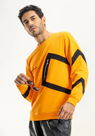 Orange Regular fit Rhysley Men's Full Sleeves T-Shirt