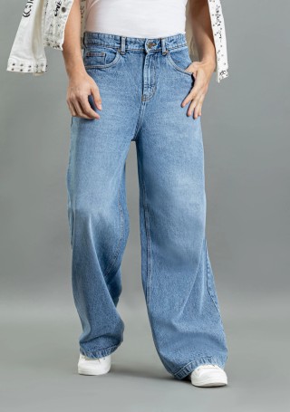 Blue Wide Leg Rhysley Men's Fashion Jeans