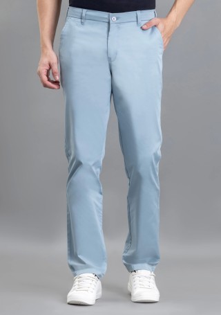 Powder Blue Regular Fit Men’s Casual Trousers