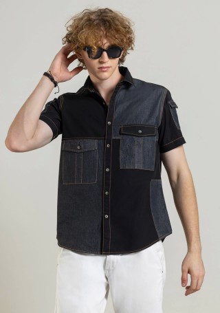 Black Slim Fit Rhysley Men's Casual Fashion Shirt